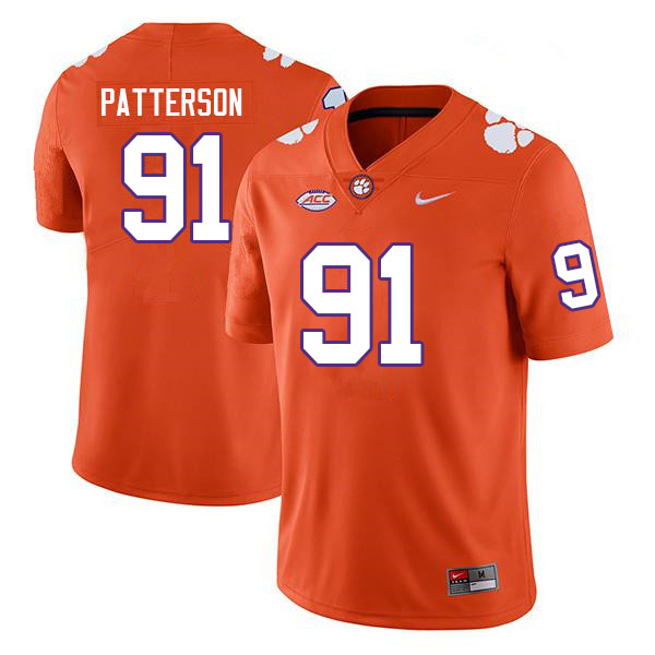 Men #91 Zaire Patterson Clemson Tigers College Football Jerseys Sale-Orange